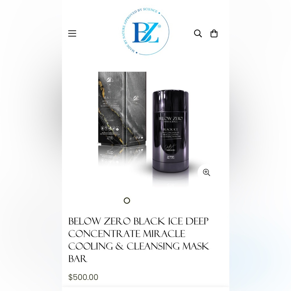 BELOW ZERO - black ice deep concentrate miracle cooling & cleansing mask bar